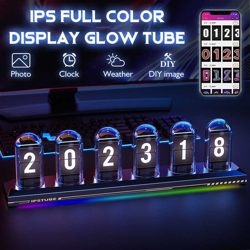Diy Electronics Desk - Jam Tube cahaya RGB, arloji layar