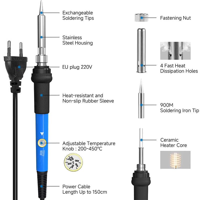Set Alat Solder 220V 60W denga - Soldering Iron Kit ulasan dan harga